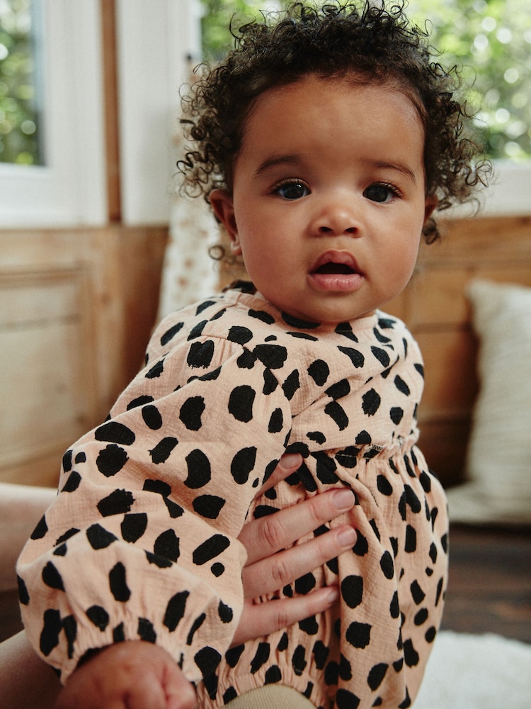 Tan Brown Leopard Print Baby Bloomer Romper with Tights Set (0mths-3yrs) - Image 2 of 14