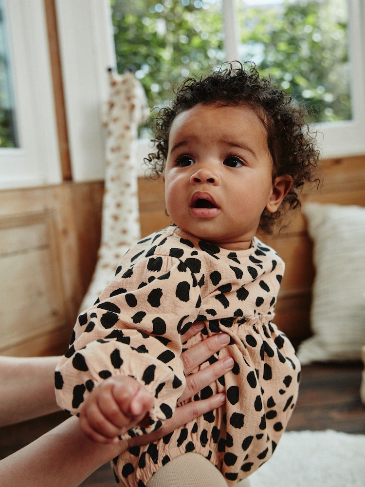 Tan Brown Leopard Print Baby Bloomer Romper with Tights Set (0mths-3yrs) - Image 3 of 14