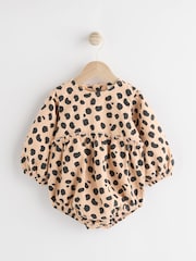 Tan Brown Leopard Print Baby Bloomer Romper with Tights Set (0mths-3yrs) - Image 8 of 14