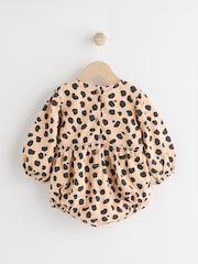 Tan Brown Leopard Print Baby Bloomer Romper with Tights Set (0mths-3yrs) - Image 9 of 14