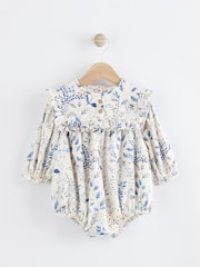 Blue Floral Baby Bloomer 100% Cotton Romper with Tights Set (0mths-3yrs) - Image 1 of 9
