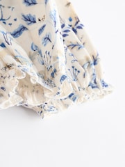 Blue Floral Baby Bloomer 100% Cotton Romper with Tights Set (0mths-3yrs) - Image 7 of 9