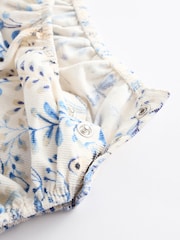 Blue Floral Baby Bloomer 100% Cotton Romper with Tights Set (0mths-3yrs) - Image 8 of 9