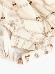 Beige/Cream Bear Print Baby 100% Cotton Bloomer Romper With Tights (0mths-2yrs) - Image 10 of 11
