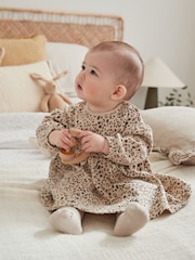 Tan Brown Leopard Print Baby Jersey Dress With Tights (0mths-2yrs) - Image 2 of 11