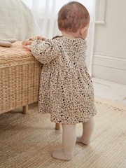 Tan Brown Leopard Print Baby Jersey Dress With Tights (0mths-2yrs) - Image 3 of 11