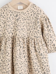 Tan Brown Leopard Print Baby Jersey Dress With Tights (0mths-2yrs) - Image 7 of 11