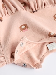 Caramel Brown/Pink Bear Print Baby Jersey Dress With Tights (0mths-2yrs) - Image 4 of 6