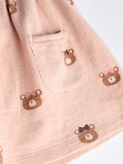 Caramel Brown/Pink Bear Print Baby Jersey Dress With Tights (0mths-2yrs) - Image 5 of 6