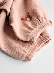 Caramel Brown/Pink Bear Print Baby Jersey Dress With Tights (0mths-2yrs) - Image 6 of 6