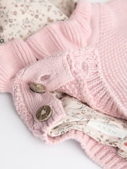 Pink Knitted Bloomer 100% Cotton Shorts Long Sleeve Top and Tights Set (0mths-2yrs) - Image 11 of 13