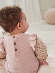 Pink Knitted Bloomer 100% Cotton Shorts Long Sleeve Top and Tights Set (0mths-2yrs) - Image 3 of 13
