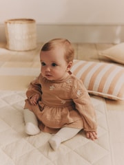 Beige Baby Bloomer 100% Cotton Romper with Tights Set (0mths-3yrs) - Image 2 of 12