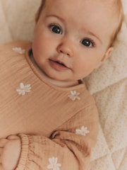 Beige Baby Bloomer 100% Cotton Romper with Tights Set (0mths-3yrs) - Image 6 of 12