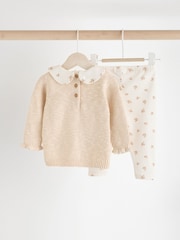 Cream Bear Baby Knitted 100% Cotton Jumper And Legging Set (0mths-3yrs) - Image 2 of 11