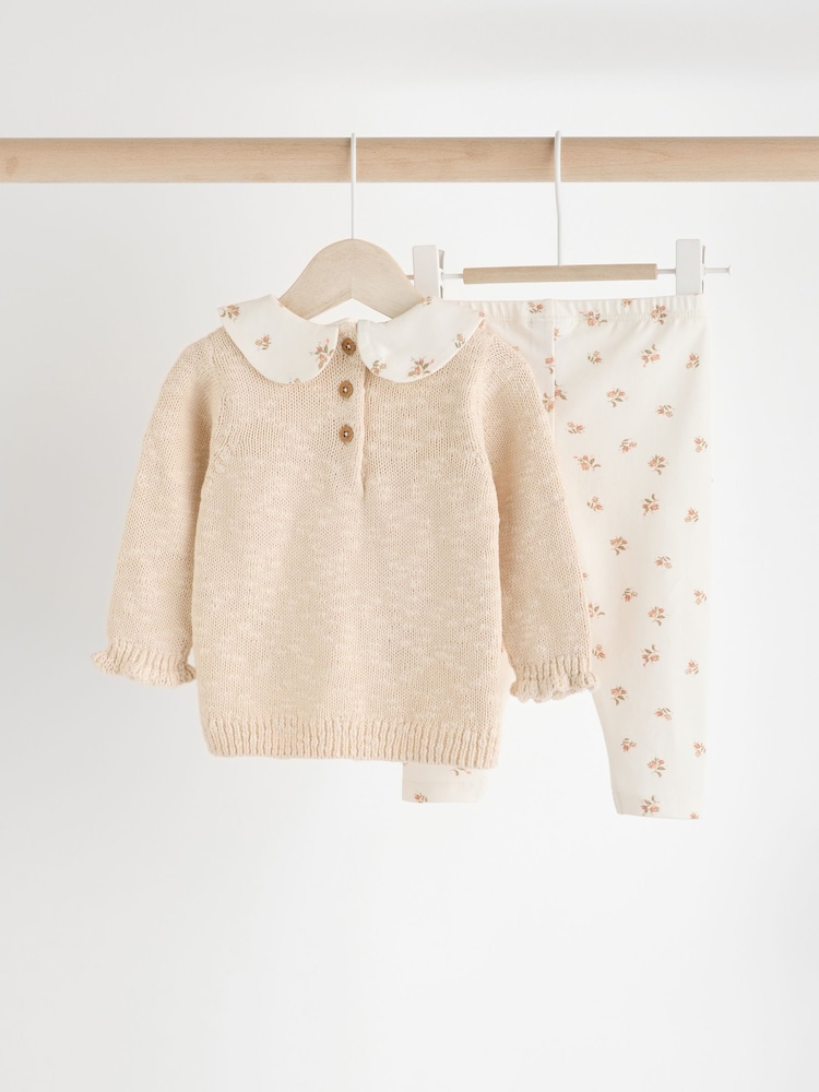 Cream Bear Baby Knitted 100% Cotton Jumper And Legging Set (0mths-3yrs) - Image 2 of 11 Cream Bear Baby Knitted 100% Cotton Jumper And Legging Set (0mths-3yrs) - Image 2 of 11
