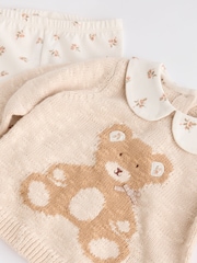 Cream Bear Baby Knitted 100% Cotton Jumper And Legging Set (0mths-3yrs) - Image 8 of 11