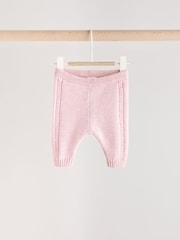 Pink Flower Embroidered Baby Knitted 100% Cotton Jumper And Leggings Set (0mths-2yrs) - Image 11 of 11