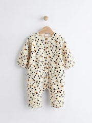 Cream/ Tan Brown Leopard Print Baby Corduroy Romper (0mths-2yrs) - Image 1 of 7
