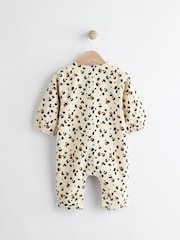 Cream/ Tan Brown Leopard Print Baby Corduroy Romper (0mths-2yrs) - Image 2 of 7