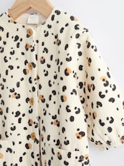 Cream/ Tan Brown Leopard Print Baby Corduroy Romper (0mths-2yrs) - Image 3 of 7