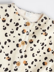 Cream/ Tan Brown Leopard Print Baby Corduroy Romper (0mths-2yrs) - Image 4 of 7
