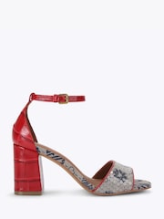Kurt Geiger London Red Square Block Heel Sandals - Image 1 of 5