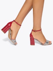 Kurt Geiger London Red Square Block Heel Sandals - Image 2 of 5