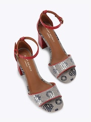 Kurt Geiger London Red Square Block Heel Sandals - Image 3 of 5