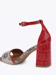 Kurt Geiger London Red Square Block Heel Sandals - Image 4 of 5