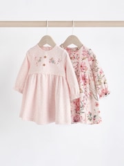 Pink Floral/ Fairy Baby 100% Cotton Jersey Dresses 2 Pack (0mths-2yrs) - Image 1 of 1