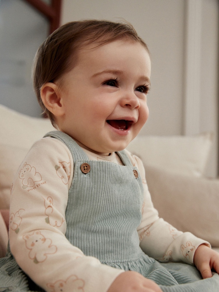 Mint Green Corduroy Baby Pinafore Dress (0mths-2yrs) - Image 1 of 11 Mint Green Corduroy Baby Pinafore Dress (0mths-2yrs) - Image 1 of 11