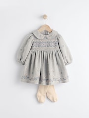 Grey Baby Embroidered Dress (0mths-2yrs) - Image 1 of 6