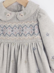 Grey Baby Embroidered Dress (0mths-2yrs) - Image 3 of 6