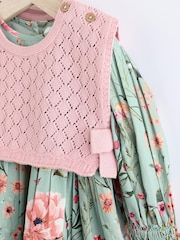 Sage Green/Floral with Removeable Vest Woven Dress and Tights Set (0mths-2yrs) - Image 26 of 27