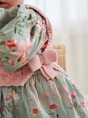 Sage Green/Floral with Removeable Vest Woven Dress and Tights Set (0mths-2yrs) - Image 5 of 27