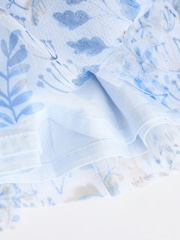 Blue Floral 2-in-1 Long Sleeve Knitted Jumper Frill Collar Mesh Dress (0mths-2yrs) - Image 6 of 6