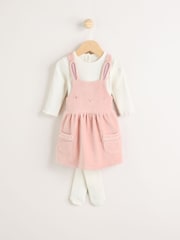 Pink Bunny Velour Baby Pinafore Dress With Tights (0mths-2yrs) - Image 1 of 11
