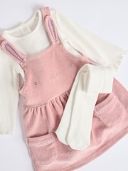 Pink Bunny Velour Baby Pinafore Dress With Tights (0mths-2yrs) - Image 11 of 11