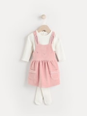 Pink Bunny Velour Baby Pinafore Dress With Tights (0mths-2yrs) - Image 2 of 11