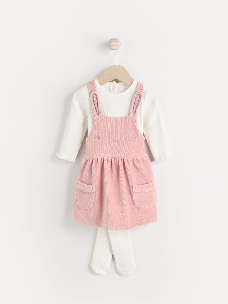 Pink Bunny Velour Baby Pinafore Dress With Tights (0mths-2yrs) - Image 2 of 11
