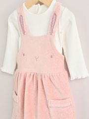 Pink Bunny Velour Baby Pinafore Dress With Tights (0mths-2yrs) - Image 6 of 11