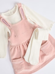 Pink Bunny Velour Baby Pinafore Dress With Tights (0mths-2yrs) - Image 7 of 11