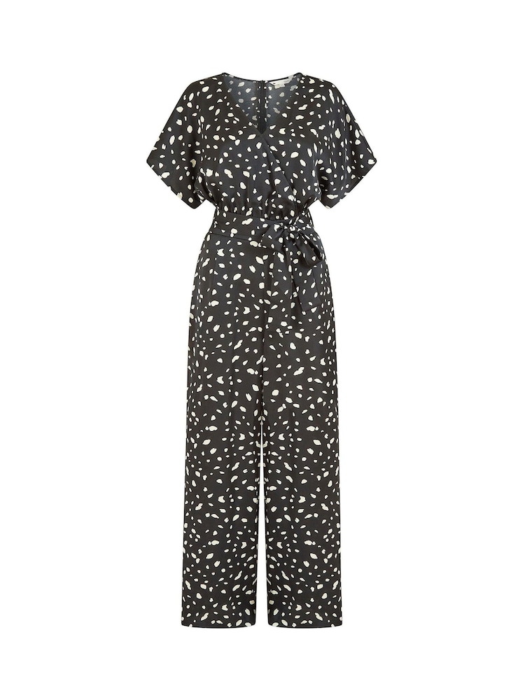 Yumi Black Dash Print Satin Jumpsuit - Image 5 of 5