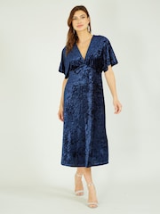 Blau - Yumi Kimono-Midikleid aus Samt - Bild 1 von 5