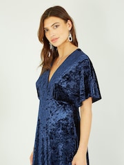 Blau - Yumi Kimono-Midikleid aus Samt - Bild 2 von 5