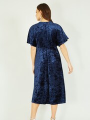 Blau - Yumi Kimono-Midikleid aus Samt - Bild 4 von 5
