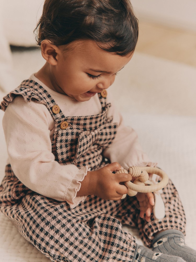 Pink Check Dungarees and Bodysuit Set (0mths-3yrs) - Image 1 of 13