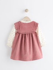 rožnata Izvezeno - dojenček Corduroy Pinafore 100% Cotton obleka With hlačne nogavice (0mths-2yrs) - Slika 3 iz 10