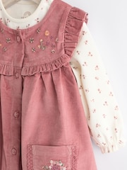 rožnata Izvezeno - dojenček Corduroy Pinafore 100% Cotton obleka With hlačne nogavice (0mths-2yrs) - Slika 6 iz 10